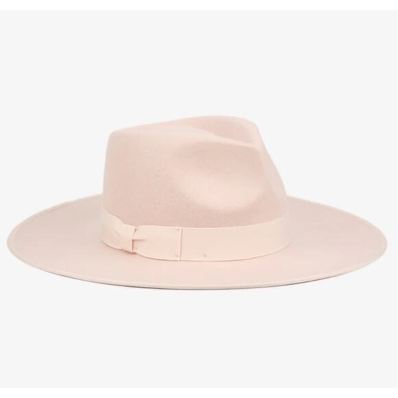 Angela & william Wide Brim Wool Felt Cream Pink Fedora Hats Rancher Hats One Siz - Picture 1 of 13